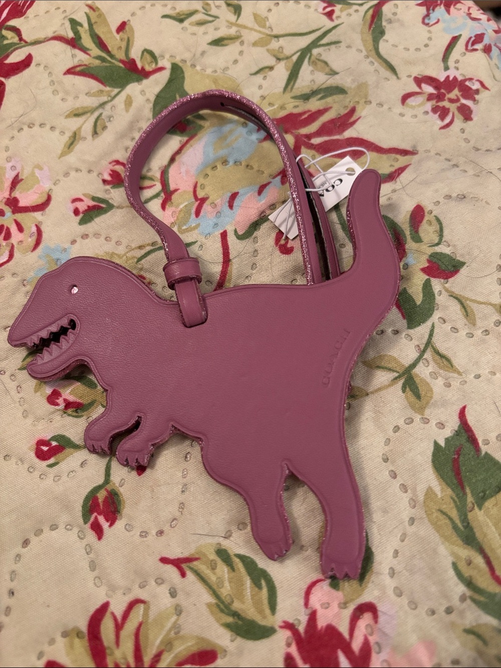 Coach Rexy Pink Dinosaur Leather Luggage Tag/bag charm - Picture 2 of 6